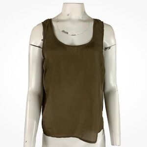 Coldwater Creek Sz L 100% Silk Boxy Lightweight Basic Pullover Tank Top Brown